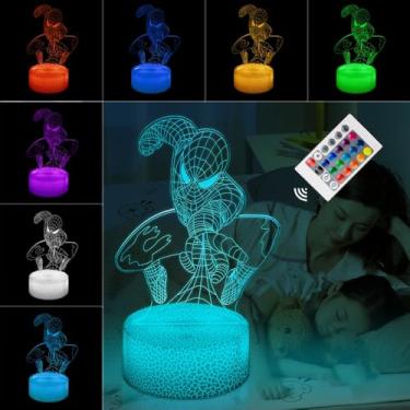 Imagem de GOODDEYUN Brinquedo infantil com luz noturna 3D, presente de Natal de super-herói, lâmpada de ilusão 3D para decoração de quarto de criança, menina, menino, controle remoto, 16 cores
