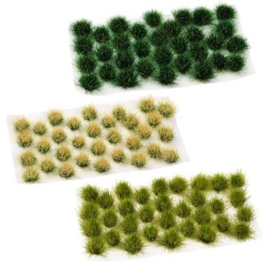 Imagem de SOFPLATE 3 caixas 96 peças tufos de paisagem modelo trem grama arbustos plástico arbusto layout miniatura cenário estático verde diorama mesa wargaming vegetação diorama conjunto para decoração DIY
