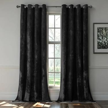 Imagem de SMILETIME Cortinas de veludo preto triturado 132 x 274 cm luxuosas cortinas à prova de som com isolamento térmico para sala de estar, quarto, escritório, tratamentos de janela com filtro de luz, 2