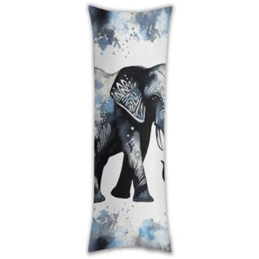 Imagem de Capa de travesseiro de corpo azul elefante ultra macia respirável longa fronha 137.2 cm x 50.8 cm fronha decorativa com zíper oculto fronhas para sofá de quarto