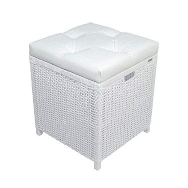 Imagem de Cesto Puff Baú Organizador Roupa fibra sintetica 40x40x48 - Branco