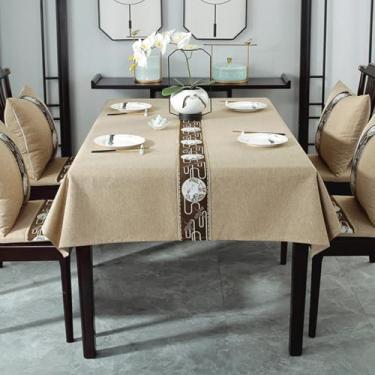 Imagem de KAIJIE Toalha de mesa de chá retangular estilo chinês imitação de tecido de algodão e linho estampa animal para decoração de festa piquenique e jantar 35"x51"/90x130 cm C-cáqui