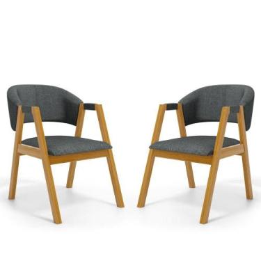 Imagem de Kit Com 2 Cadeiras Leticia Madeira Maciça Estofada Para Mesa De jantar