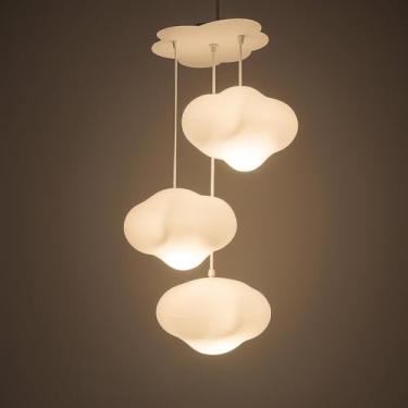 Imagem de Luminária Pendente Infantil Trio de Nuvens Cotton Cloud – Design Moderno e Criativo, Ideal para Quarto de Bebê, Crianças ou Decoração Lúdica