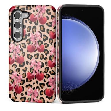 Imagem de Kapadiy Capa para Samsung Galaxy S23 FE [estampa de leopardo com design de laço de cerejeira] - proteção dupla híbrida (silicone + policarbonato rígido) à prova de choque, capa protetora para homens e