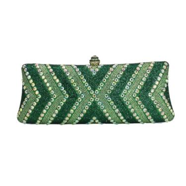 Imagem de DEBIMY Bolsa feminina de diamante brilhante para noite bolsa completa de strass, bolsa clutch de cristal para festa de formatura, Verde, Brilhante e elegante
