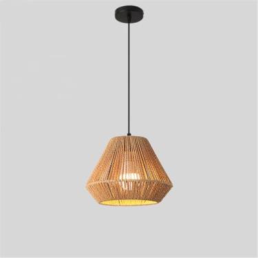 Imagem de OUFULA Estilo Industrial Retro Corda De Cânhamo Pendente Lâmpada Personalidade Criativa Internet Bar Café Restaurante Quarto Roupa Loja Balcão Bar Decoração Candelabro (O D24CM)