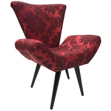 Imagem de Poltrona Decorativa Elegance 97 Vermelho com Preto - Sua Casa Decor
