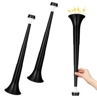Imagem de GCQJOQ 2 Pieces Stadium Horn, 21 Inch Collapsible Vuvuzela Trumpet for Sporting Events Football Carnival Party Supplies, Black