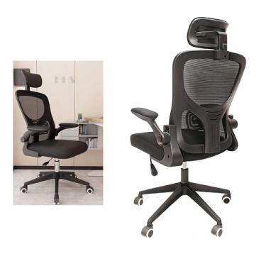 Imagem de Cadeira de Escritório Presidente Ergonômica, 126cm Altura, 50cm Largura, Encosto Alto 74cm, Giratória, Cinza e Branco (Cadeira Preta)