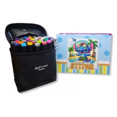 Imagem de Kit Livrinho De Colorir Pintura + 24 Canetinhas Ponta Dupla Marcadoras