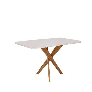 Imagem de Mesa para Sala de Jantar 130cm com Vidro Cacau Off White