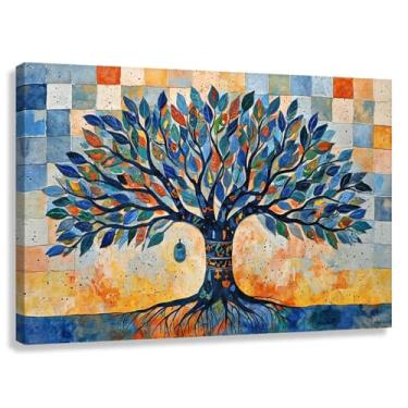 Imagem de Árvore da Vida Arte de Parede Impressão em Tela Decoração Harmonia da Vida Cores Vibrantes Sala de Estar Quarto 90x60cmx1