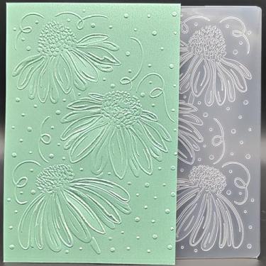 Imagem de Pasta de plástico em relevo tamanho A6 crisântemos ao vento fundo papel artesanato plástico texturizado impressões para fazer cartões scrapbooking