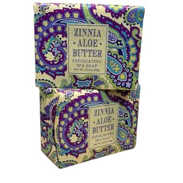 Imagem de Sabonete Greenwich Bay Trading Co. Zinnia & Aloe Butter Soap - Barras de luxo triplamente moídas de 300 ml, conjunto de 2