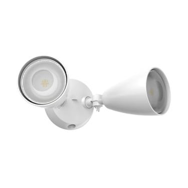 Imagem de TIERONE Luz de LED de cabeça dupla com fotocélula do anoitecer ao amanhecer, certificação UL, iluminação de segurança externa, 120 V, duas cabeças, par de luz com 2 lâmpadas PAR38 (cada 12W 1080