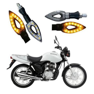 Imagem de Kit 4 Setas Esportivas Led P01C Carbono Flecha vazado Moto CG 125 CARG
