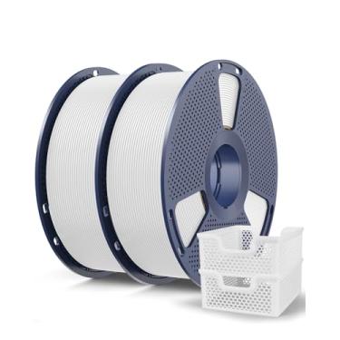 Imagem de SUNLU Filamento PLA+2.0 1,75 mm branco 2 kg, PLA de alta velocidade Plus2.0 mais resistente e mais forte precisão dimensional do filamento da impressora 3D +/- 0,02 mm, 2 peças de carretel de 1 kg (1