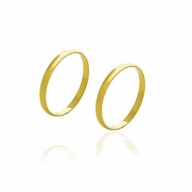 Imagem de Par de Alianças de Casamento Diana Ouro Abaulada Lisa 2,2mm 1,5g - Joi