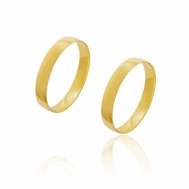 Imagem de Par de Alianças de Casamento Diana Ouro Abaulada Lisa 3,5mm 2.5g - Joi