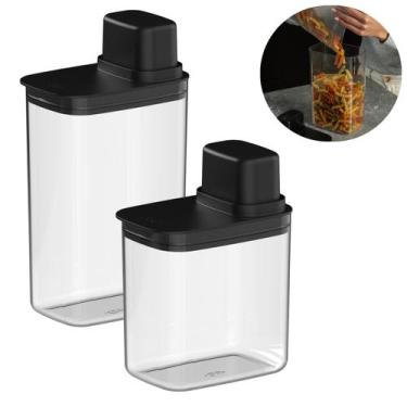 Imagem de Dispenser Hermético Organizador Cozinha 1,5L e 2,3L Drop OU - Preto Ki