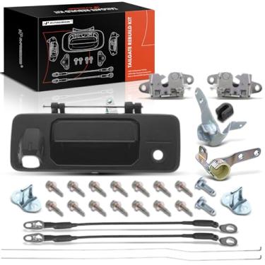 Imagem de A-Premium Kit de reconstrução de porta traseira de 28 peças compatível com Toyota Tacoma 2016-2023, parafusos de dobradiça de bucha de cabo de trava de alça traseira