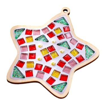 Imagem de KiBcsLic Kit de Artesanato com Porta-copos de Mosaico, Decoração para Casa, Bandeja para Bebidas, Artesanato em Mosaico de Natal, Enfeites, Presentes Artesanai, Estrela