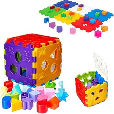 Imagem de CUBO DIDÁTICO EDUCATIVO - BLOCO GRANDE COM 18 PEÇAS PARA ENCAIXAR - FORMAS GEOMÉTRICAS E NÚMEROS - BRINQUEDO MONTA E DESMONTA - DIVERTIDO - MENINOS E MENINAS - EDUCATIVO - MULTICOLORIDO