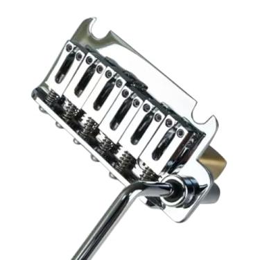 Imagem de OVSAL Ponte de guitarra elétrica de 10,5 mm com selas de liga de zinco, bloco de latão, ponte tremolo de 2 pontos compatível com Stratocaster Strat 6 cordas peças de substituição para guitarra