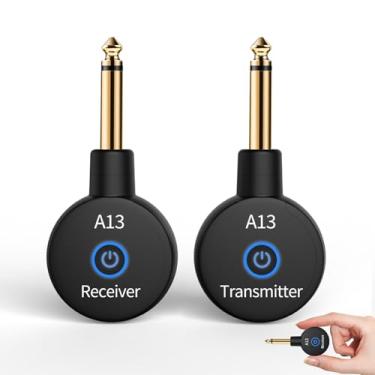 Imagem de Sistema de guitarra sem fio A13 2,4 GHz transmissor receptor para baixo elétrico/acústico, bateria de lítio recarregável, cabo de guitarra sem fio Plug & Play para guitarra, baixo, violino - preto
