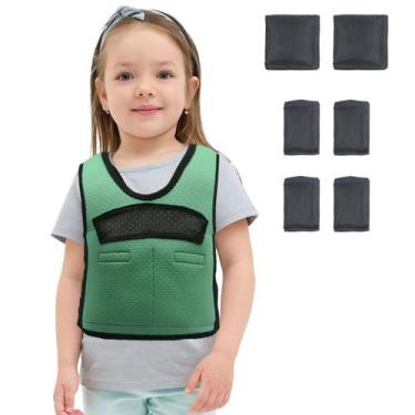 Imagem de Colete de compressão oboist para crianças verde com 6 pesos removíveis