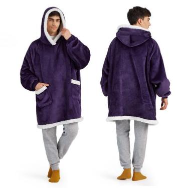 Imagem de Cobertor vestível Bedsure Bleanket Hoodie Sherpa Ultra Violet