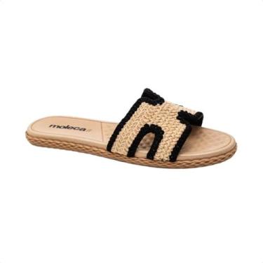 Imagem de Tamanco Feminino Rasteiro Moleca Preto E Bege, Multi preto 01, 38