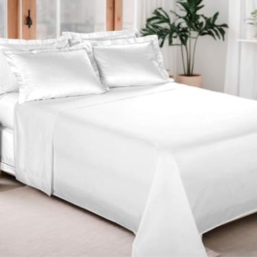 Imagem de Jogo de Cama 100% Algodão 300 Fios Percal Lençol Antiácaro Respirável Toque Macio, 3 Peças - Bem Lunar (Solteiro)