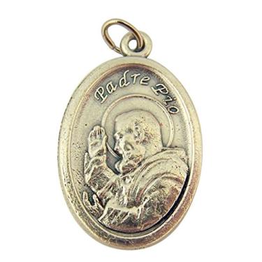 Imagem de Patrono Saint Padre Pio de Pietrelcina 2,5 cm base prateada medalha relíquia 3ª classe, Prata