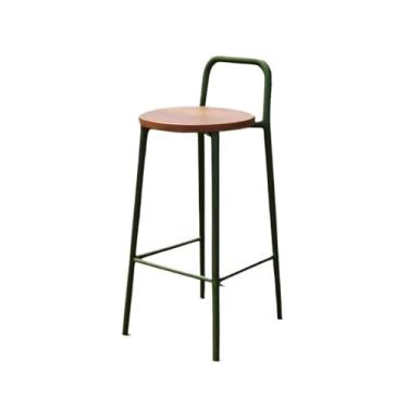 Imagem de Banco de bar de pub Cadeira de bar verde e minimalista, casa, restaurante, área externa interna, ferro, banco alto, madeira(Médio)