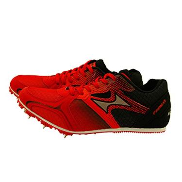 Imagem de HHEALTH Tênis de corrida Track Spike Sprint Tênis de atletismo de malha respirável leve profissional 5599 azul e vermelho para meninos, meninas, mulheres, homens, Vermelho e preto, 5.5 US Women/5.5 US