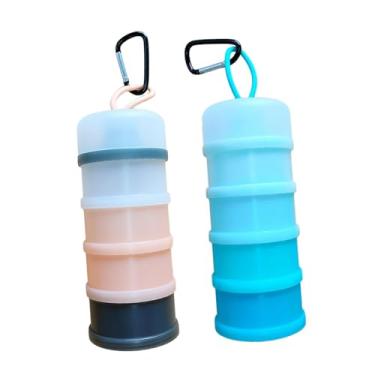 Imagem de YWJLQH 2 peças recipientes de proteína caixas de bebê recipientes de armazenamento de fórmula leves à prova de vazamento para entusiastas de fitness, Vermelho Cinza Azul