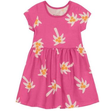 Imagem de Vestido Infantil Menina Meia Malha Estampado Confortavel Moderno Brand