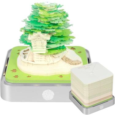 Imagem de Blocos de notas 3D, calendário de mesa 2025, calendário de peças de tempo, criativo da Terra, bloco de notas 3D com luz LED e capa protetora acrílica, presente de artista, decoração de mesa, 284