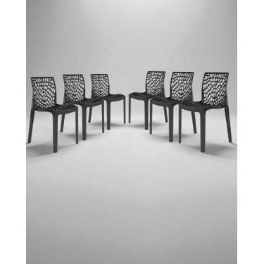 Imagem de Kit Com 6 Cadeiras Gruvyer Para Sala De Jantar Preta Fosca - EcomHome