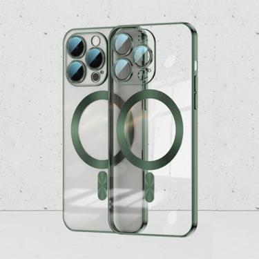 Imagem de Capa para o iPhone 14 Pro com Proteção na Lente e Compatível com Magsafe - Design Slim e Acabamento Premium Cor: Verde