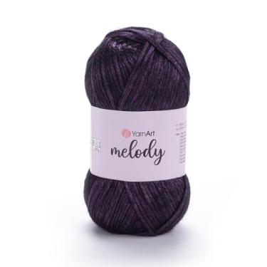 Imagem de YarnArt Melody – Fibra de brilho metálico para tricô, crochê e bordado, novelo de 100 g, 230 m, mistura premium de 70% poliamida, 21% acrílico, 9% lã (889)