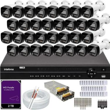 Imagem de Kit Intelbras 32 Câmeras Vhd 1120b Full Color dvr 32ch Mhdx 1232 HD 2T
