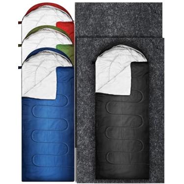 Imagem de Tranqun 6 peças, 3 peças/6 peças de sacos de dormir de acampamento para adultos, à prova d'água, conjunto de tapetes de tenda, forro de algodão, leve, equipamento de acampamento, mantenha quente e