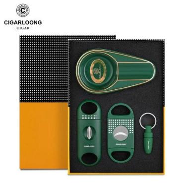 Imagem de Conjunto Portátil De Cinzeiro E Cortador De Charutos De Cerâmica Com C