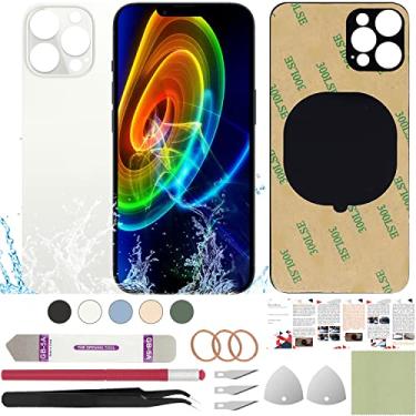 Imagem de ReuWeu Substituição de vidro da capa traseira traseira compatível com iPhone 13 Pro Max de 6,7 polegadas + ferramentas profissionais (prata)