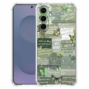 Imagem de Vesidurt Capa de telefone com estampa de colagem de citações cristãs de Jesus versículos bíblicos, capa protetora de TPU macio na moda para Samsung Galaxy S25+, #4