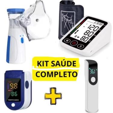 Imagem de Kit Saúde 4 em 1 com Medidor de Pressão, Oxímetro, Termômetro e Nebuli