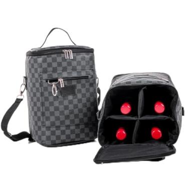 Imagem de Bolsa TéRmica Para 4 Garrafas Ou 2 Garrafas + 2 TaçAs - Ideal Para Vinho, Cerveja, Gin E Champanhe, Wine Bag Cooler Com EspaçO Para TaçAs(GRAY)